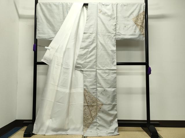 平和屋着物●訪問着 本場縞大島紬 刺繍 舞花文 金彩 大島紬巨匠謹製 証紙付き ロング丈 正絹 逸品 CABC8319gh