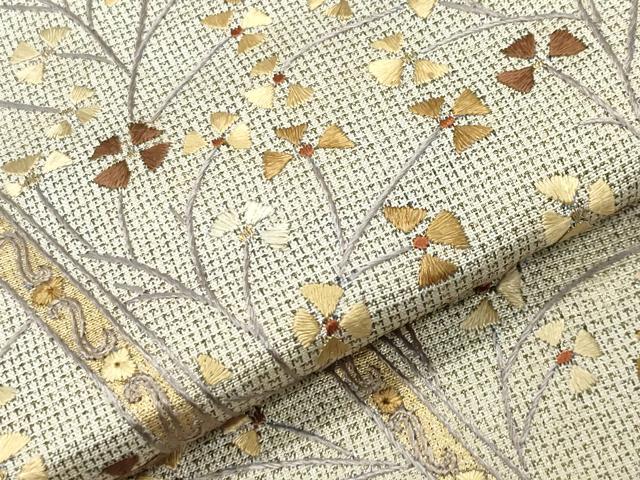 平和屋着物●訪問着 本場縞大島紬 刺繍 舞花文 金彩 大島紬巨匠謹製 証紙付き ロング丈 正絹 逸品 CABC8319gh