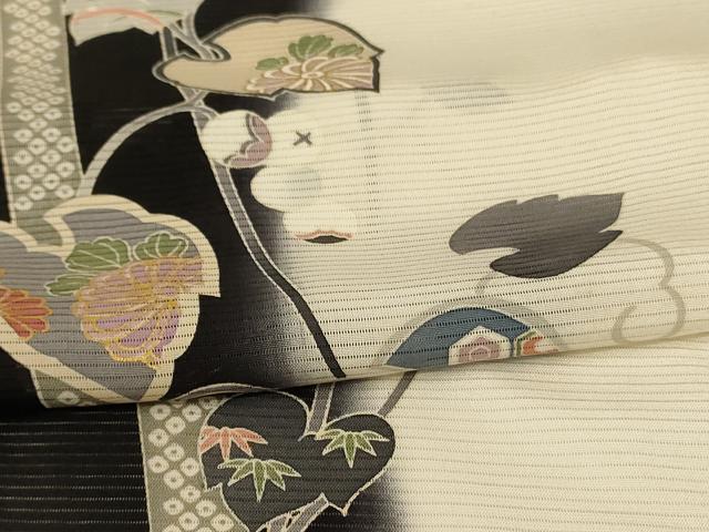 平和屋着物*夏物 訪問着 絽 蔦の葉文 金糸 正絹 逸品 AABG3977jd