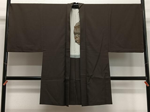 平和屋着物∞男性 長羽織 赤墨色 正絹 逸品 CABD4578ua