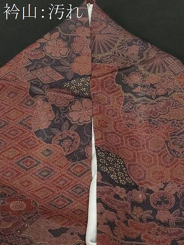 平和屋着物■上質な小紋 扇面枝花文 金彩 正絹 逸品 CABD3688ev