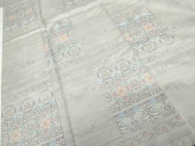 平和屋着物●本場大島紬 白大島 カタス9マルキ 正倉院花唐草文 証紙付き 正絹 逸品 未使用 AABG5374cs