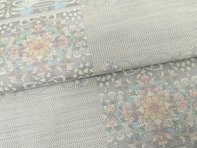 平和屋着物●本場大島紬 白大島 カタス9マルキ 正倉院花唐草文 証紙付き 正絹 逸品 未使用 AABG5374cs