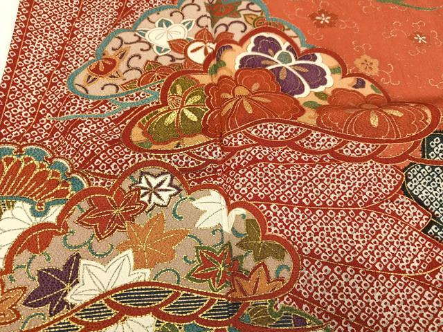 平和屋着物●豪華振袖 草花文宝尽くし 金彩 正絹 逸品 AABG5771ph