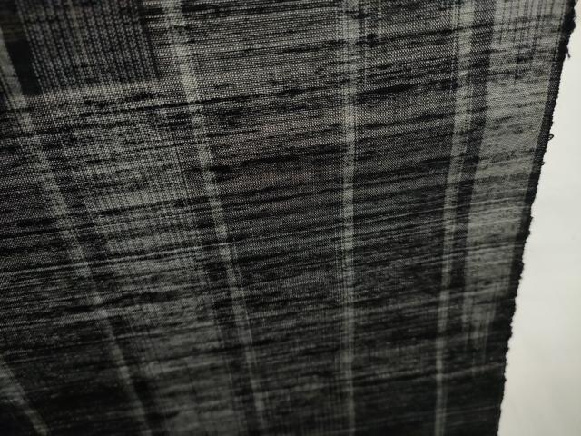 平和屋着物*夏物 紗紬 反物 着尺 間道 黒地 逸品 未使用 DABC1607zzz