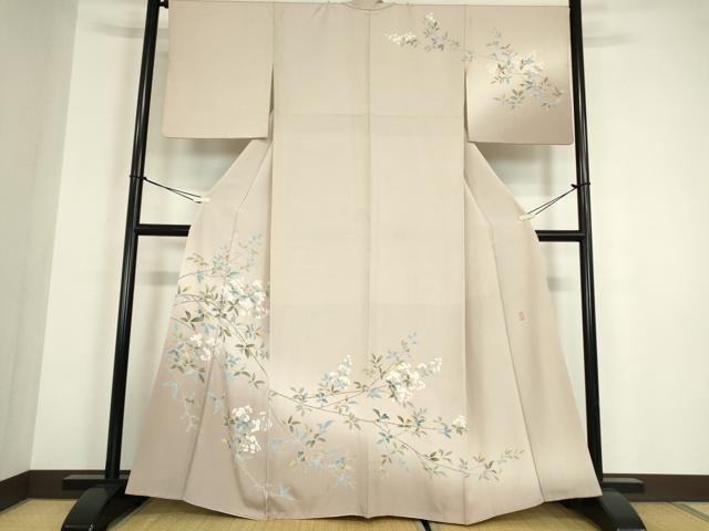平和屋着物●訪問着 友禅 作家物 枝花文 暈し染め 正絹 逸品 DABC3245az
