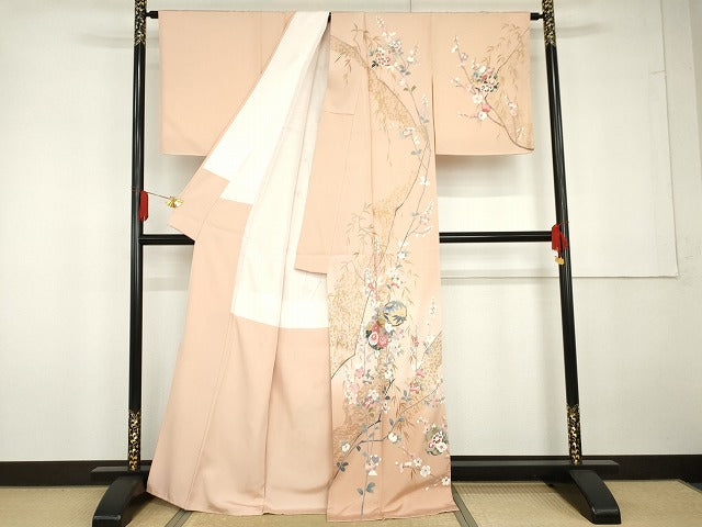 平和屋着物●訪問着 友禅 松竹梅丸文 暈し染め 金銀彩 正絹 逸品 未使用 AABG5379cs