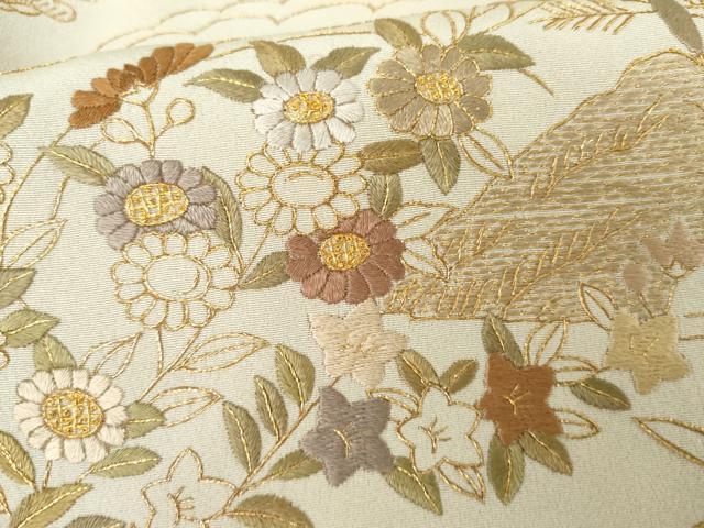 平和屋着物●訪問着 総刺繍 松竹梅 風景文 金糸 金彩 正絹 逸品 AABG5439cs