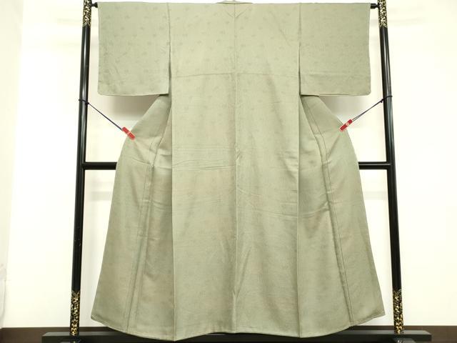 平和屋着物■上質な色無地 花唐草地紋 山葵色 正絹 逸品 DABD2544cd
