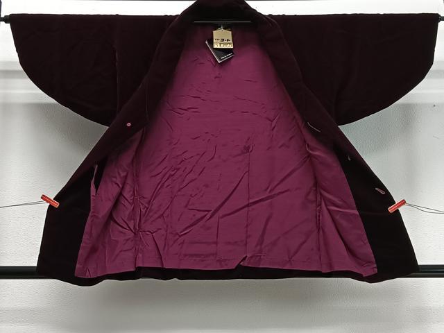 平和屋着物∞和装コート ベロア 葡萄色 CABD4621ua