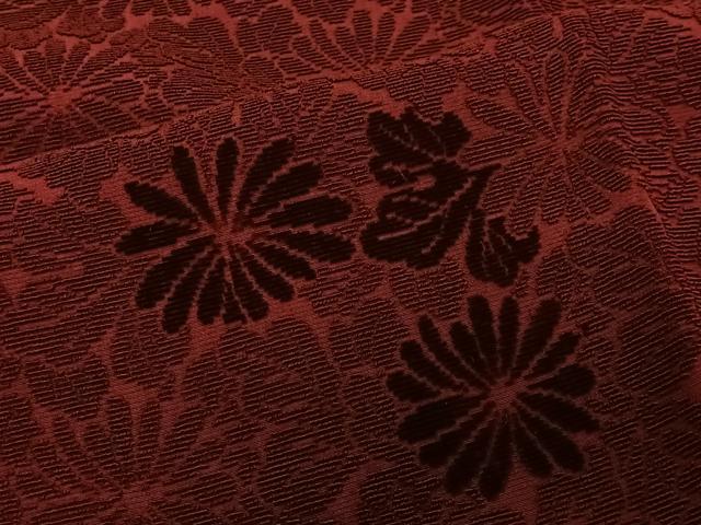 平和屋着物∞道行コート 花尽くし 輪奈ビロード 葡萄茶色 正絹 逸品 CABD4689ua