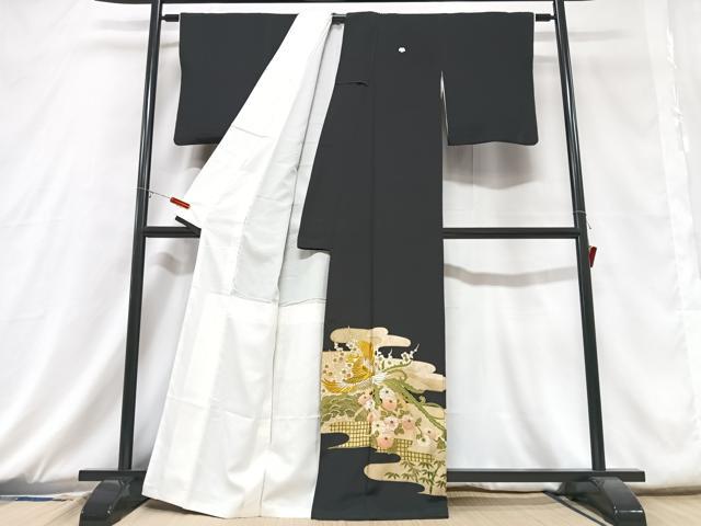 平和屋着物■豪華黒留袖 駒刺繍 鳳凰花文 金彩 正絹 逸品 CABD6850xe