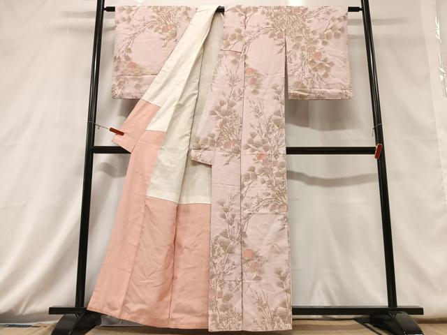 平和屋着物■上質な小紋 寿光織 枝松葉 金彩 正絹 逸品 CABD6872xe