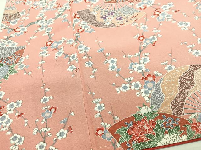 平和屋着物■上質な小紋 扇面枝花文 正絹 逸品 CABD6902xe