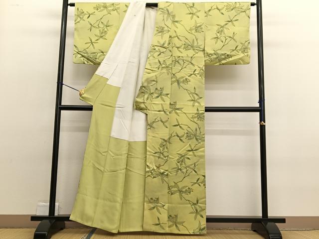 平和屋着物■上質な小紋 手描き 枝花文 暈し染め 正絹 逸品 BAAW4841hv