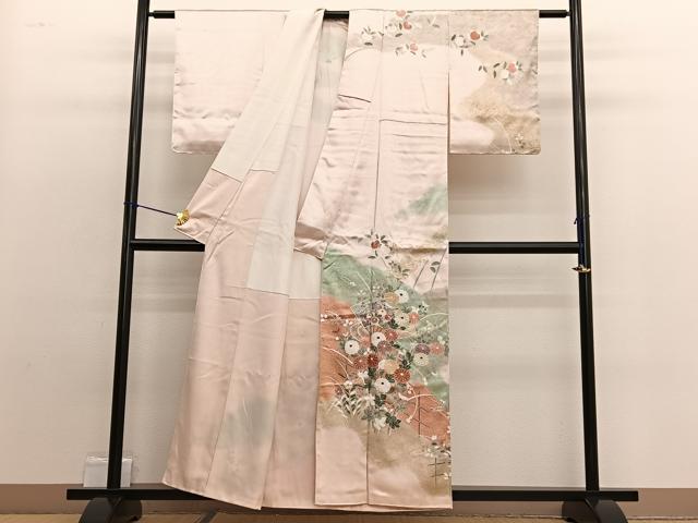平和屋着物■訪問着 扇面花文 暈し染め 金彩 正絹 逸品 BAAW4909hv