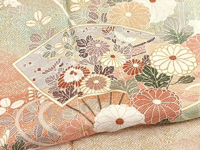 平和屋着物■訪問着 扇面花文 暈し染め 金彩 正絹 逸品 BAAW4909hv