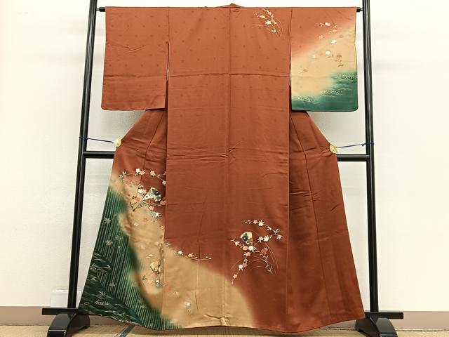 平和屋着物■訪問着 扇面花文 暈し染め 金彩 正絹 逸品 BAAW4953hv