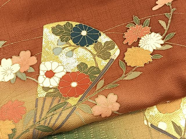 平和屋着物■訪問着 扇面花文 暈し染め 金彩 正絹 逸品 BAAW4953hv
