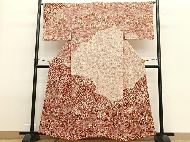 平和屋着物■訪問着 型染め 草花文 正絹 逸品 BAAW4958hv