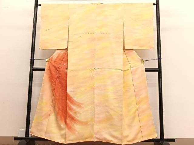 平和屋着物■訪問着 刺繍 孔雀 暈し染め 正絹 逸品 BAAW4993hv