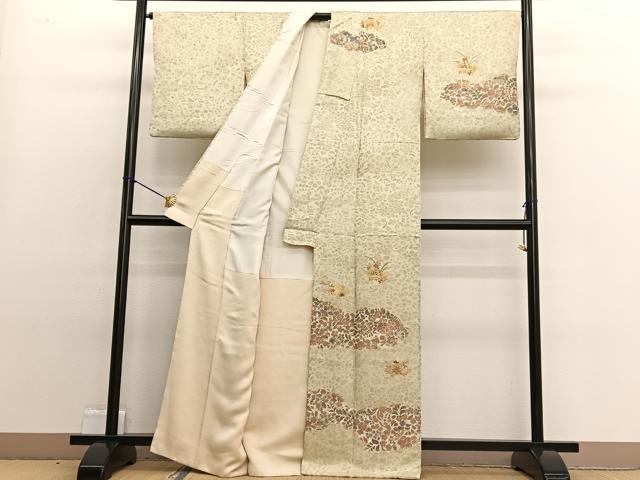 平和屋着物■訪問着 絞り 刺繍 地紙花文 金彩 暈し染め 正絹 逸品 BAAW4992hv