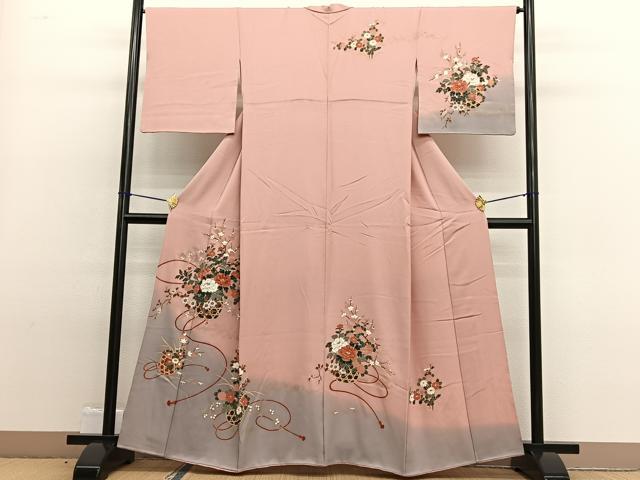 平和屋着物■訪問着 花籠文 暈し染め 金彩 正絹 逸品 BAAW4985hv