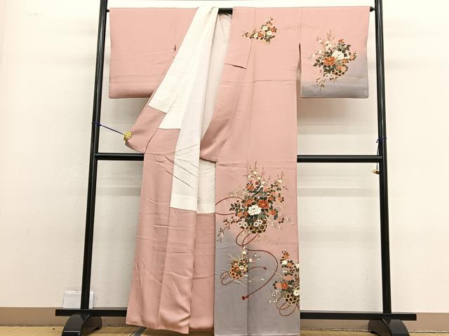 平和屋着物■訪問着 花籠文 暈し染め 金彩 正絹 逸品 BAAW4985hv