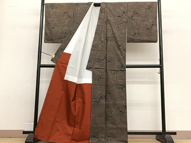 平和屋着物●本場大島紬 9マルキ 草花文 正絹 逸品 BAAW7541hv