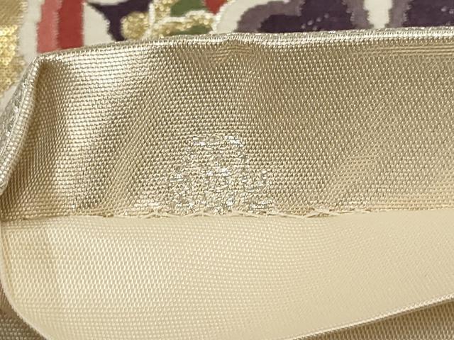 平和屋着物◎六通柄袋帯 霞取天平唐花華文 金銀糸 正絹 逸品 AABF8062wj