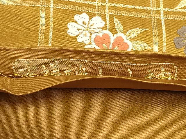平和屋着物◎六通柄袋帯 吉祥桃山小袖 金糸 正絹 逸品 AABF8051wj