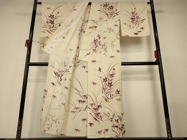 平和屋着物*夏物 小紋 絽 草花文 正絹 逸品 AABG7376jd