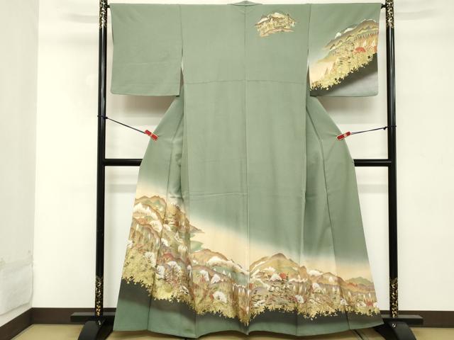 平和屋着物■訪問着 風景文 暈し染め 金彩 正絹 逸品 DABD2590cd