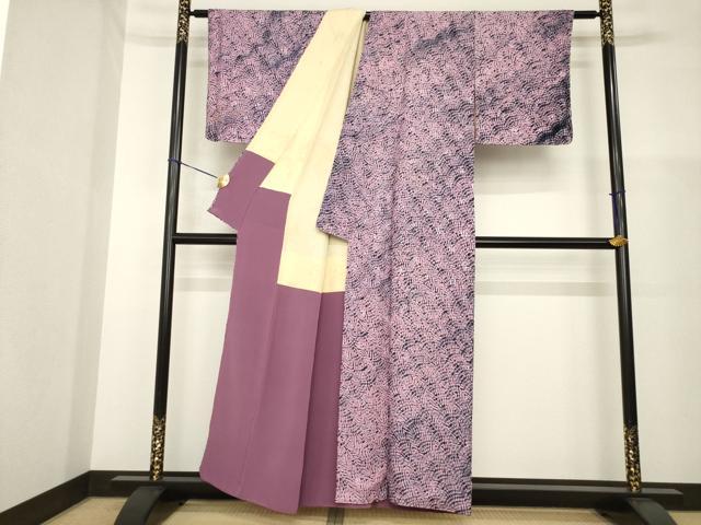 平和屋着物●上質な小紋 杢目絞り 正絹 逸品 AABG6936ck