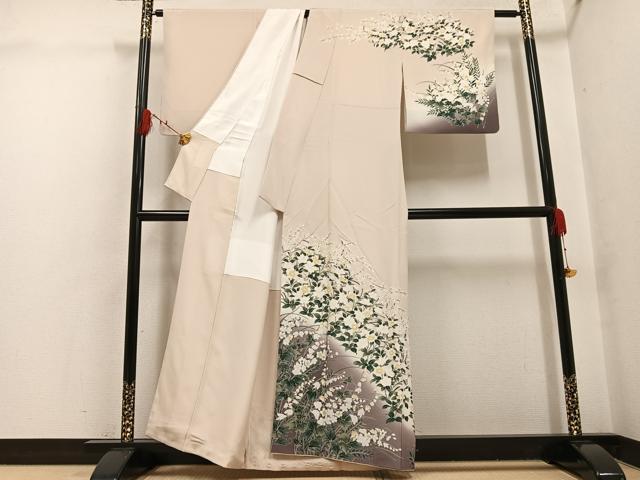 平和屋着物●訪問着 草花文 暈し染め 正絹 逸品 AABG7304ph