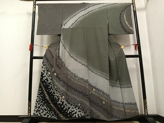 平和屋着物●訪問着 駒刺繍 箔散らし 暈し染め 金銀彩 正絹 逸品 AABG7323ph