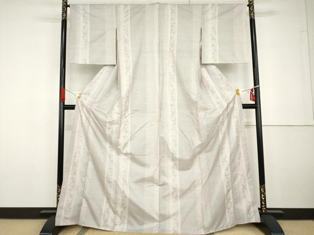 平和屋着物●本場大島紬 白大島 カタス9マルキ 枝花間道 正絹 逸品 未使用 AABG6712cs