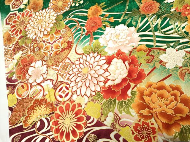 平和屋着物●豪華振袖 駒刺繍 花鼓檜扇吉祥文 金彩 正絹 逸品 AABG6716cs