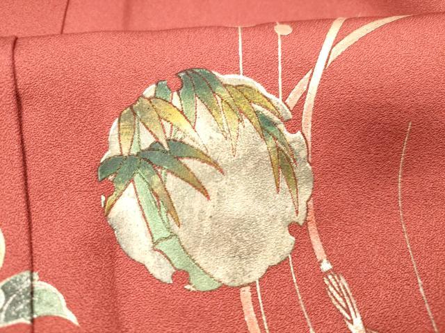 平和屋着物■訪問着 雪輪笹竹草花文 暈し染め 金銀彩 正絹 逸品 DABC8612cm