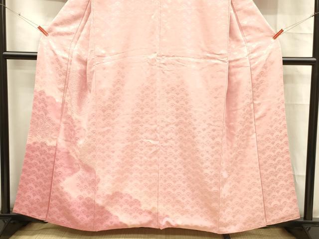平和屋着物■訪問着 総刺繍 吉祥檜扇花文 暈し染め 正絹 逸品 DABC8613cm