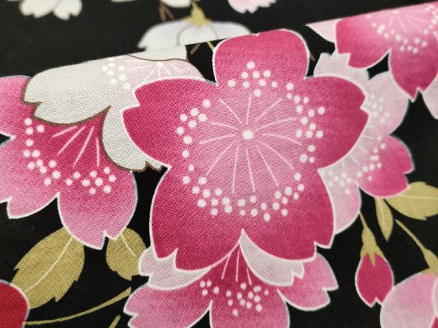 平和屋着物∴夏物 浴衣 枝垂れ桜 金魚 黒地 綿 逸品 DABD2617cd