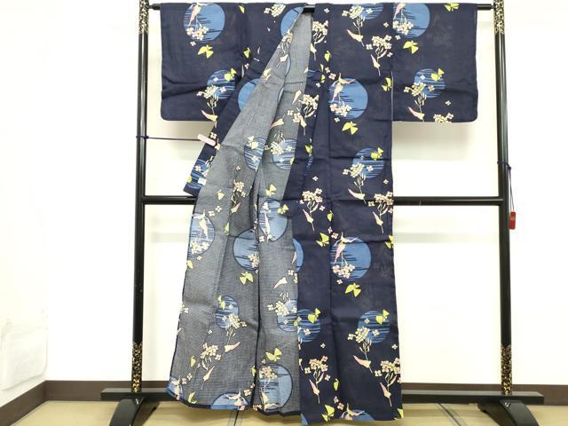 平和屋着物∴夏物 浴衣 綿紅梅 花蝶丸文 綿 逸品 DABD2626cd