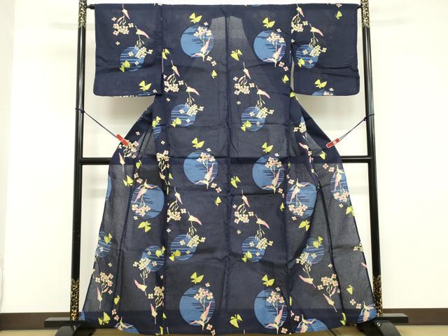 平和屋着物∴夏物 浴衣 綿紅梅 花蝶丸文 綿 逸品 DABD2626cd