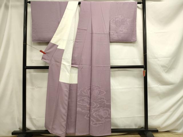 平和屋着物■無地絵羽訪問着 花鼓地紋 梅鼠色 正絹 逸品 DABC9626qp