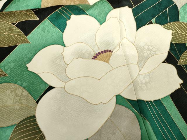 平和屋着物●豪華振袖 草花文 金彩 ロング丈 正絹 逸品 AABG7886cs