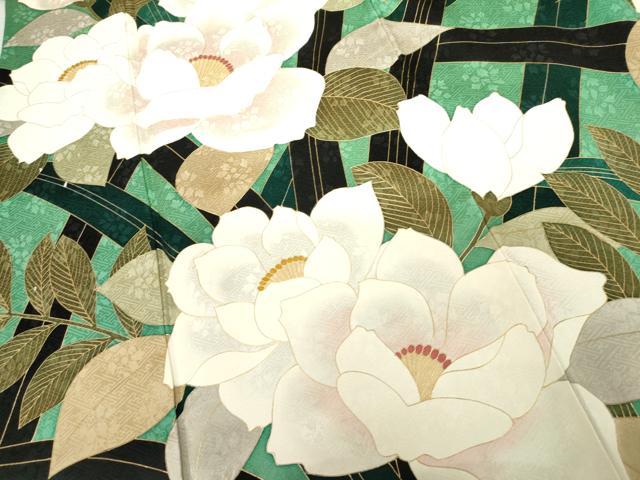 平和屋着物●豪華振袖 草花文 金彩 ロング丈 正絹 逸品 AABG7886cs