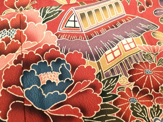平和屋着物●豪華振袖 紅型 流水鴛鴦風景文 さが美扱い 正絹 逸品 AABG7898cs