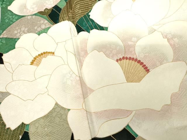 平和屋着物●豪華振袖 草花文 金彩 ロング丈 正絹 逸品 AABG7886cs