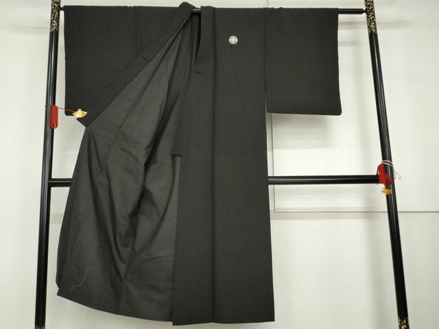平和屋着物●男性 黒紋付・羽織セット 正絹 逸品 AABG7912cs