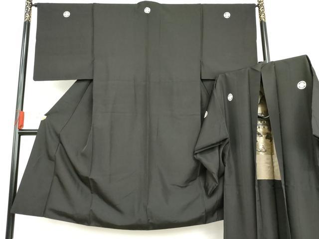 平和屋着物●男性 黒紋付・羽織セット 正絹 逸品 AABG7912cs